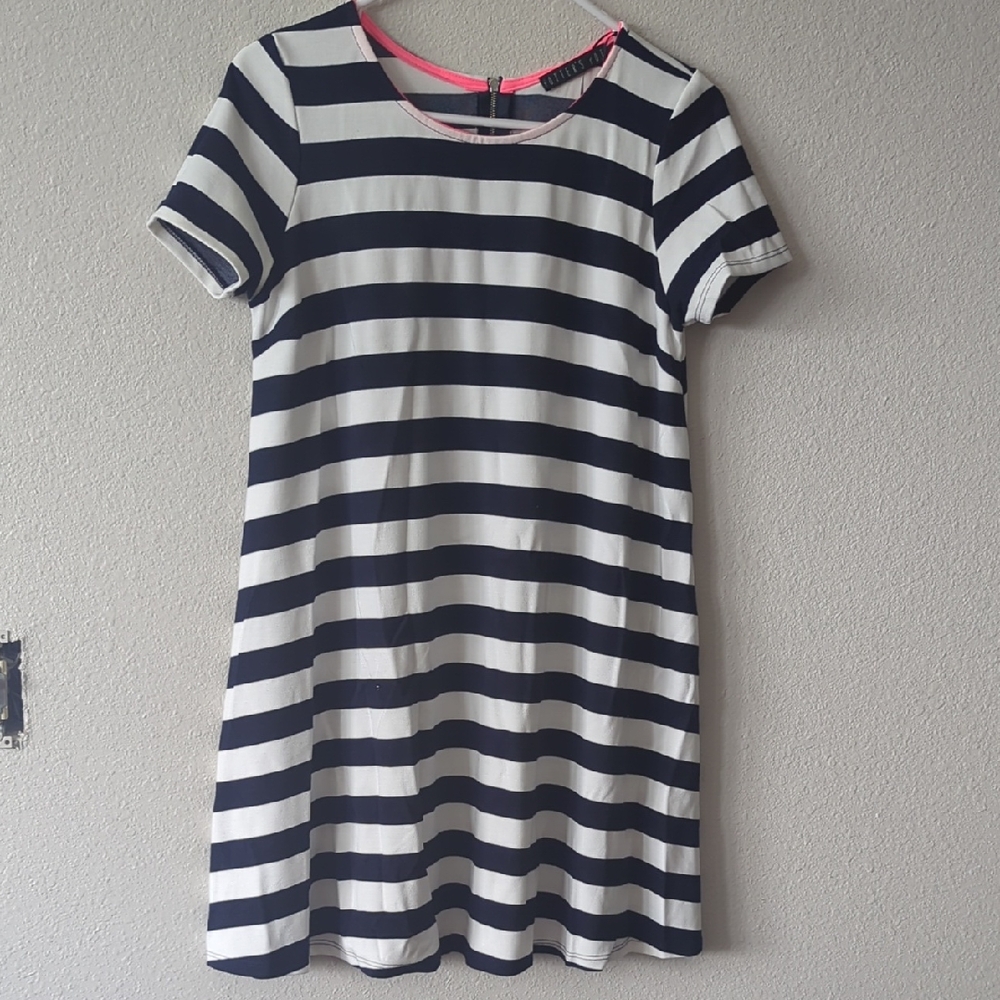 Potter's Pot Navy and White Striped Juniors Dress